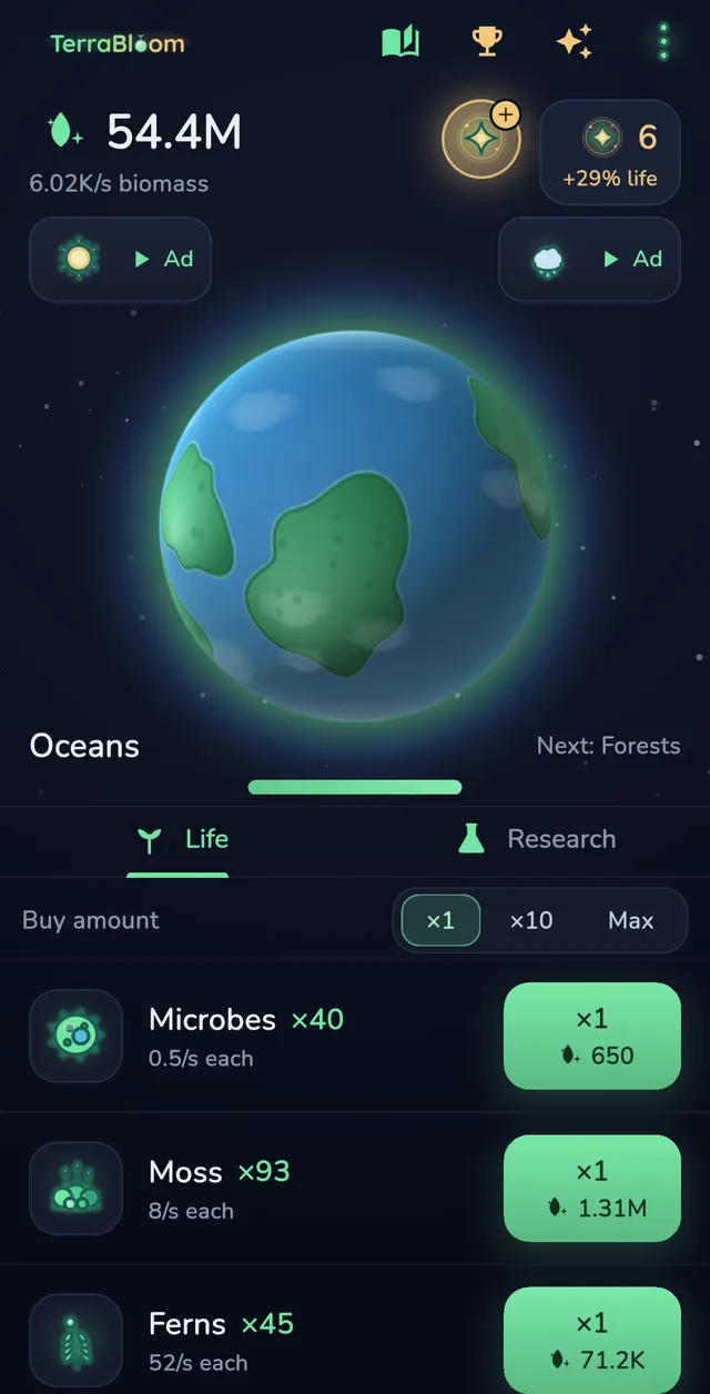 TerraBloom — le monde Oceans en croissance